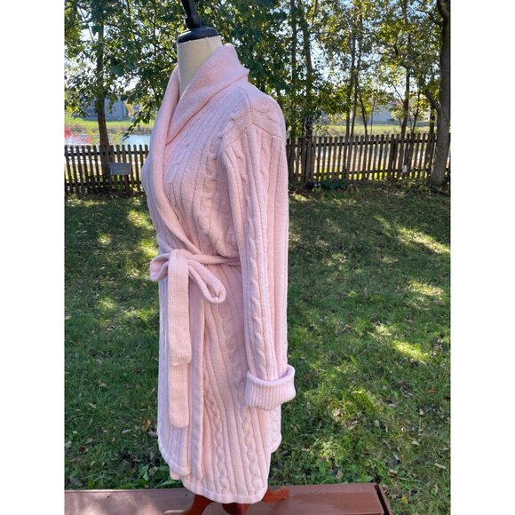 Soft Pink Jasmine Rose Intimates Cable Knit Plush Wrap Robe Sleepwear S/P - Picture 3 of 11
